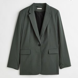 H&M Single Breast Blazer Jacket Dark Green Gray